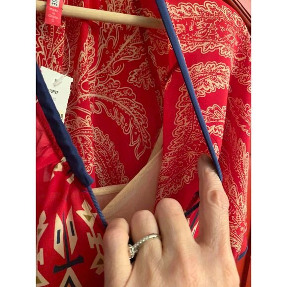 NWT Plenty by Tracy Reese Small 100% Silk Ruby Red Boho Cottage Core 258 Retail - Picture 7 of 7